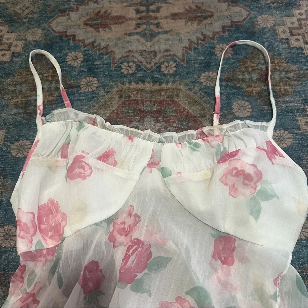 Social Tourist Asymmetrical Hem Chiffon Babydoll Top Size Medium - Picture 6 of 8